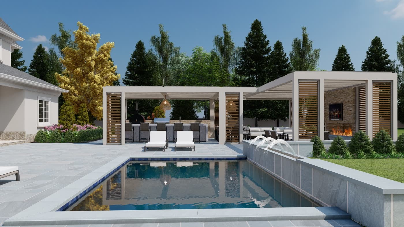 3D rendering of pergola design