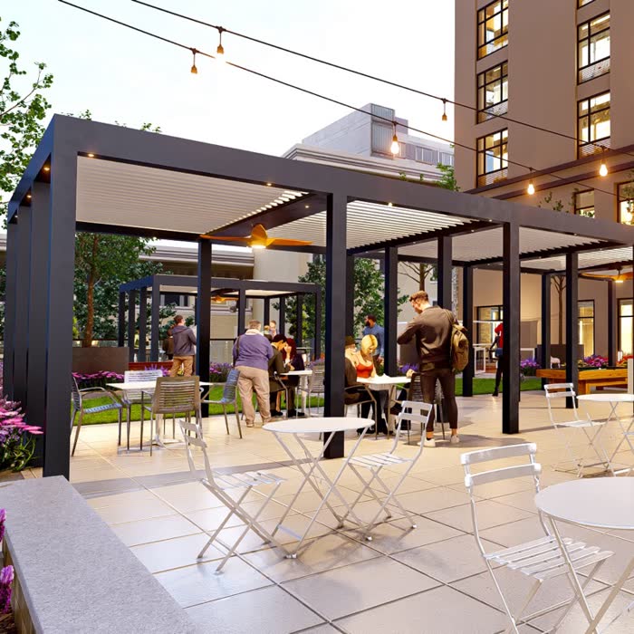 32 Oakland NYC highrise courtyard pergola