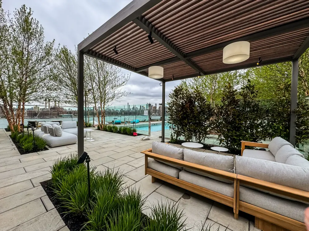 Rooftop lounge pool pergola installation