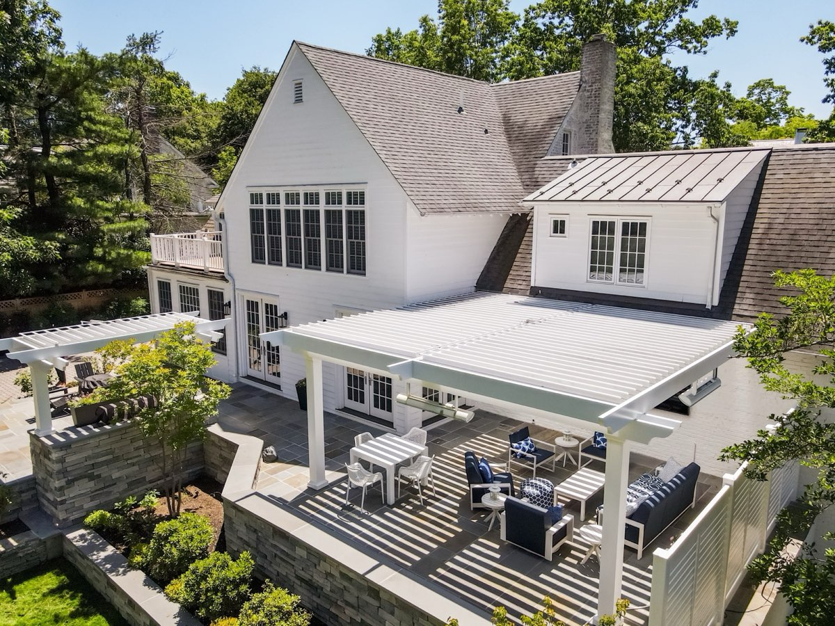 Residential louvered pergola installation