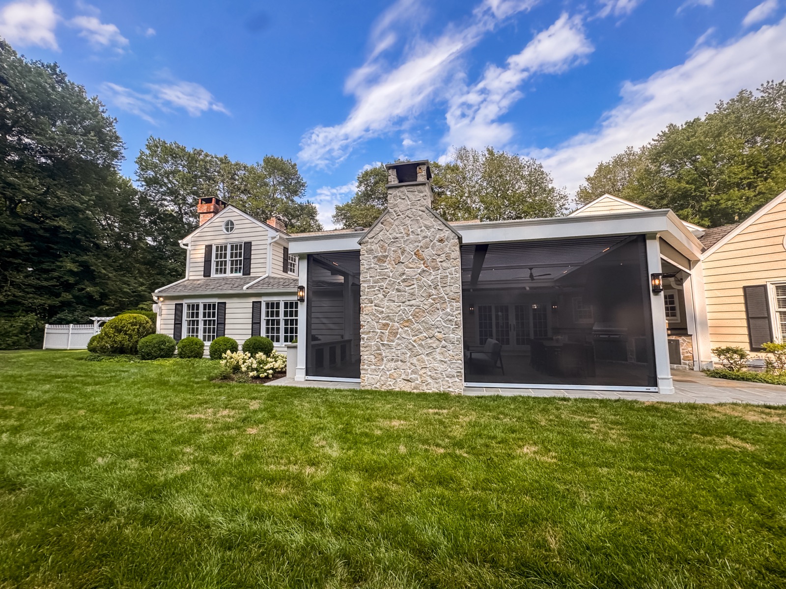 Hambrook residence — concealed motorized shade detail, Armonk NY