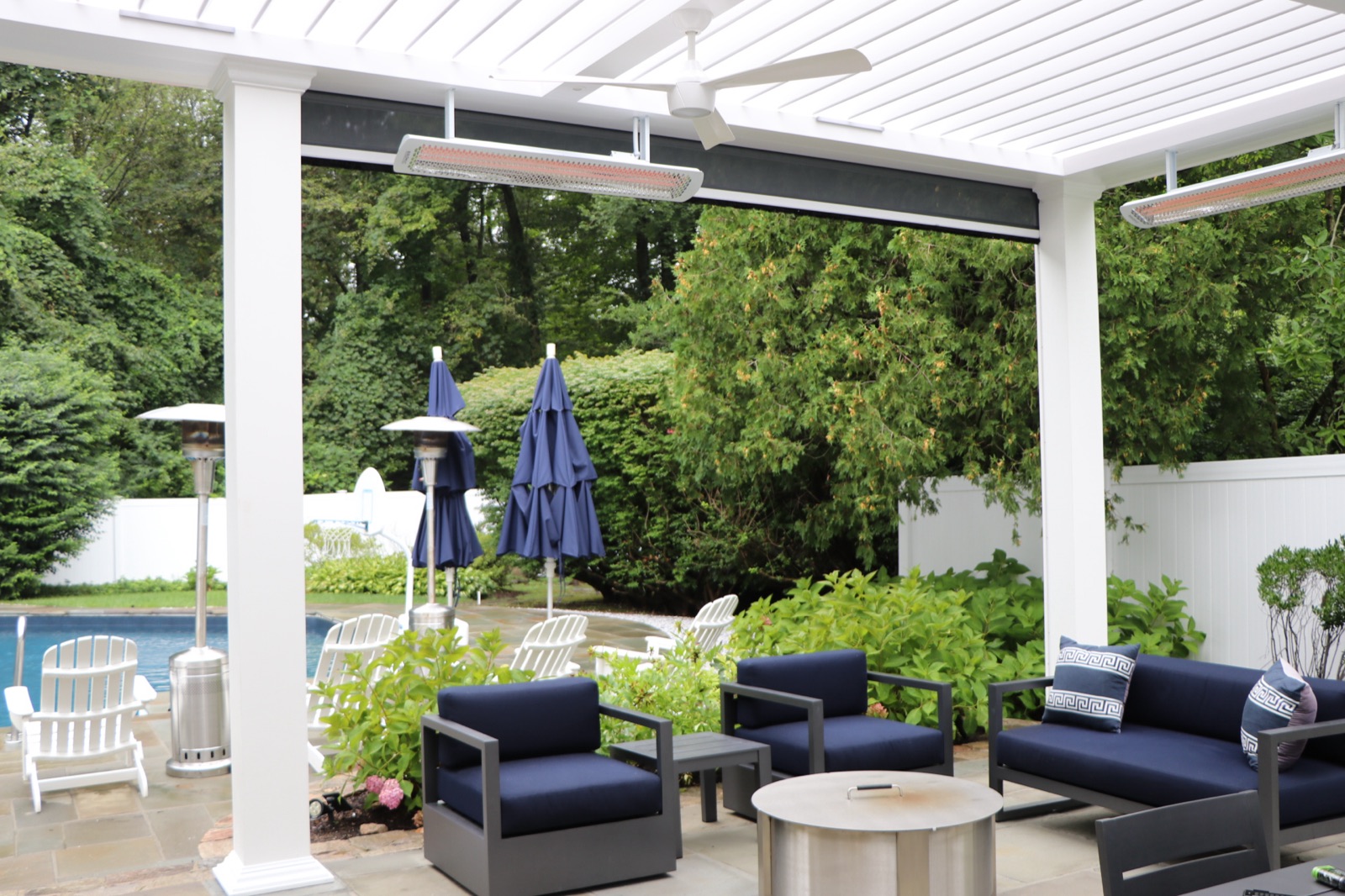 Breslow transitional louvered roof pergola build, Darien, CT