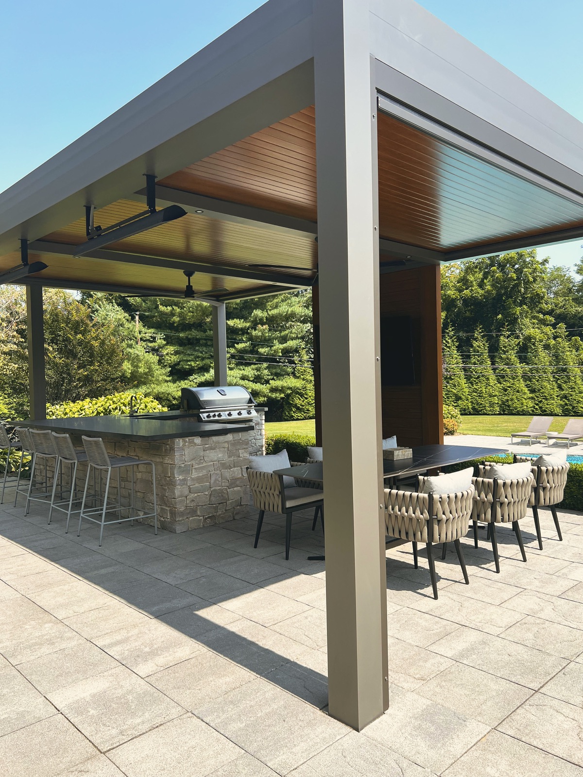 Breslow custom pergola installation build, Old Westbury, NY