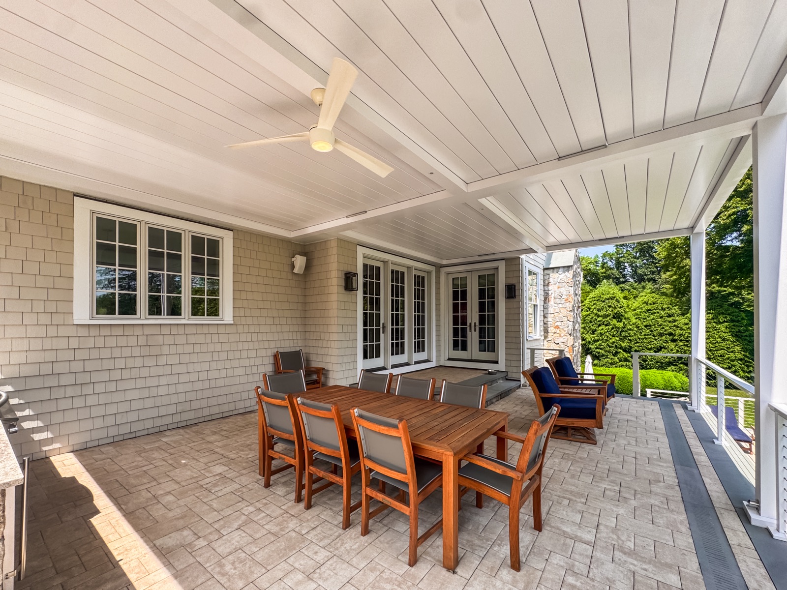 smart pergola — poolside terrace, year-round comfort pergola in Westport, CT
