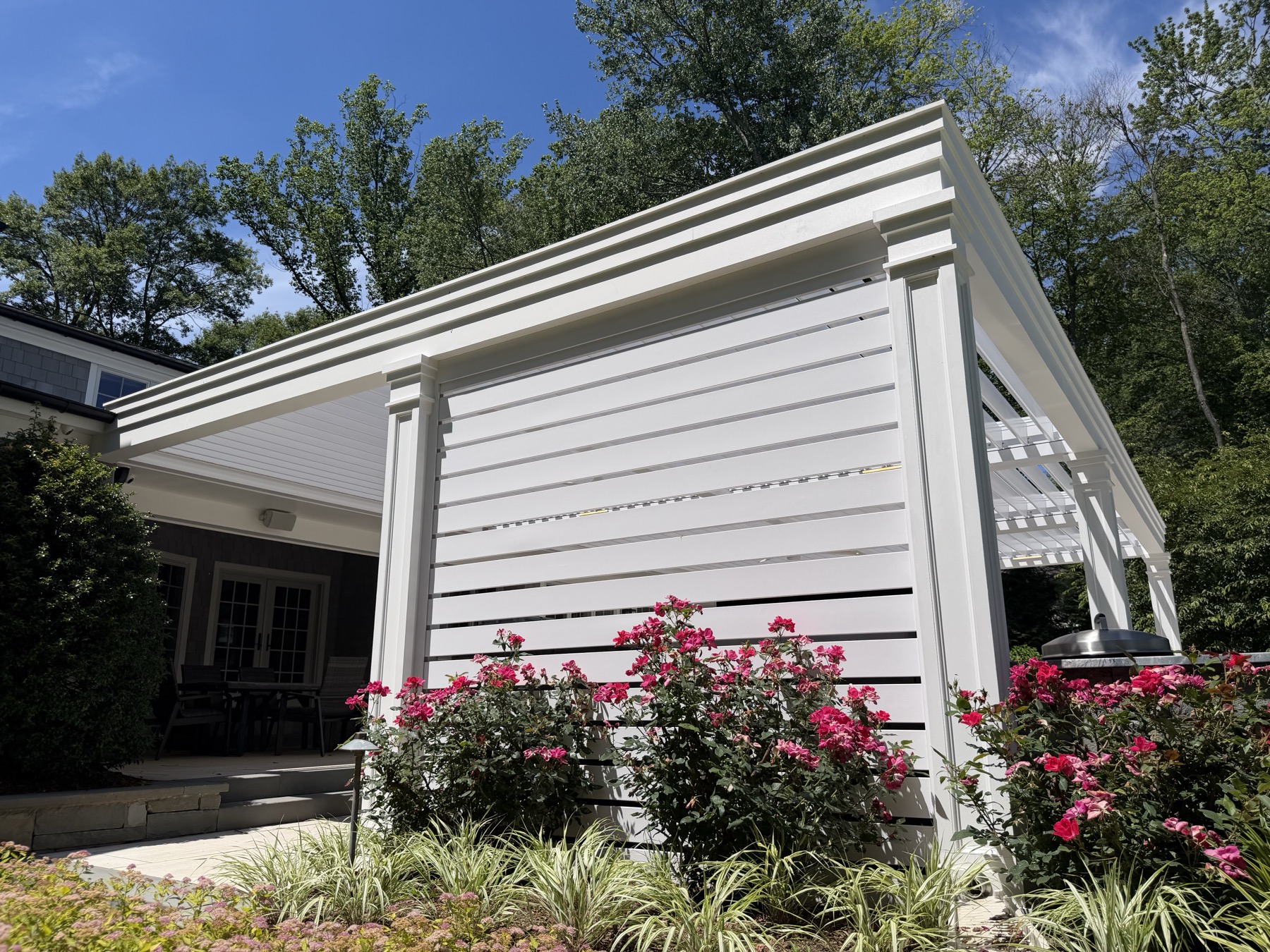 Transitional custom pergola